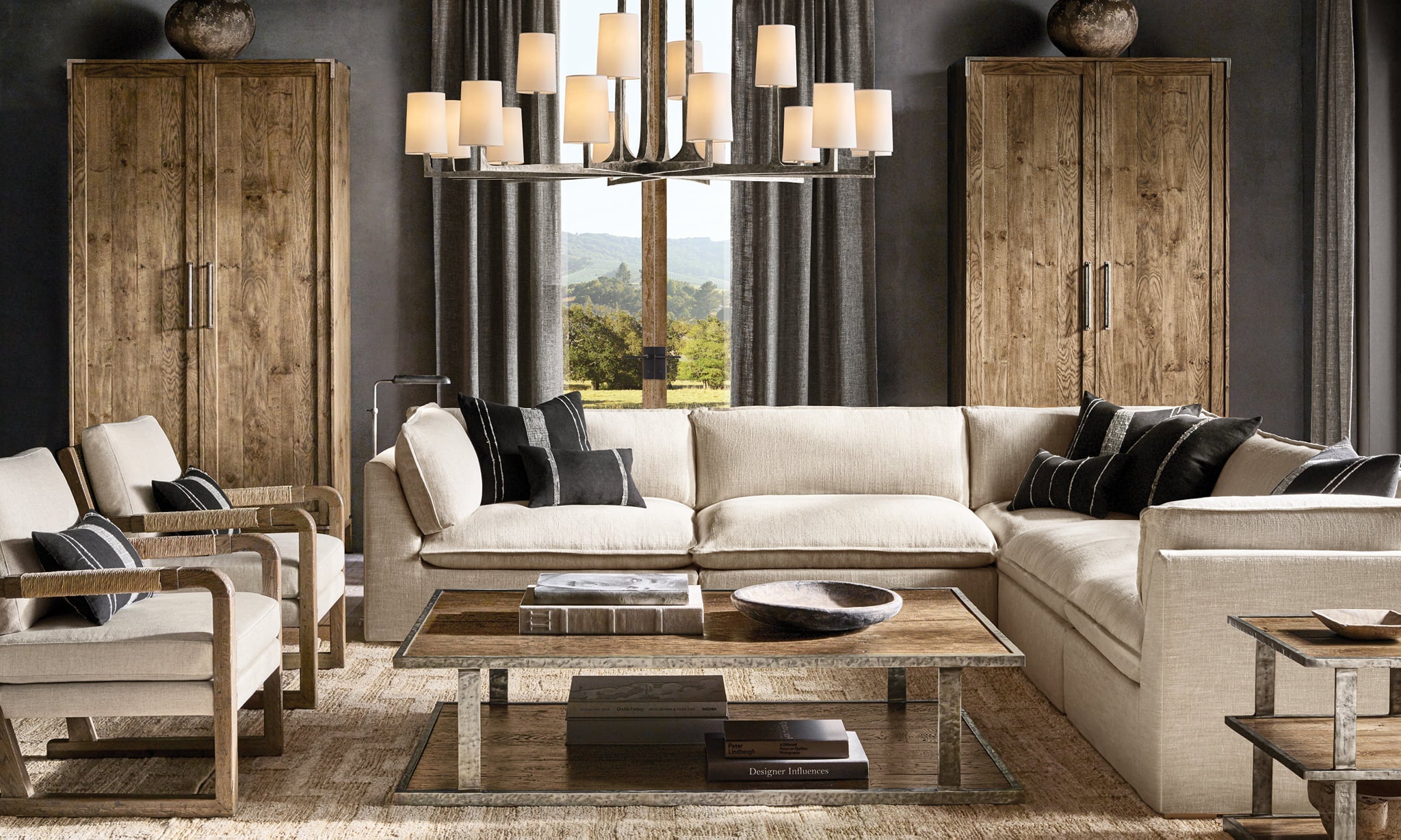 Hammered Metal Arm Shaded Chandelier – Wright