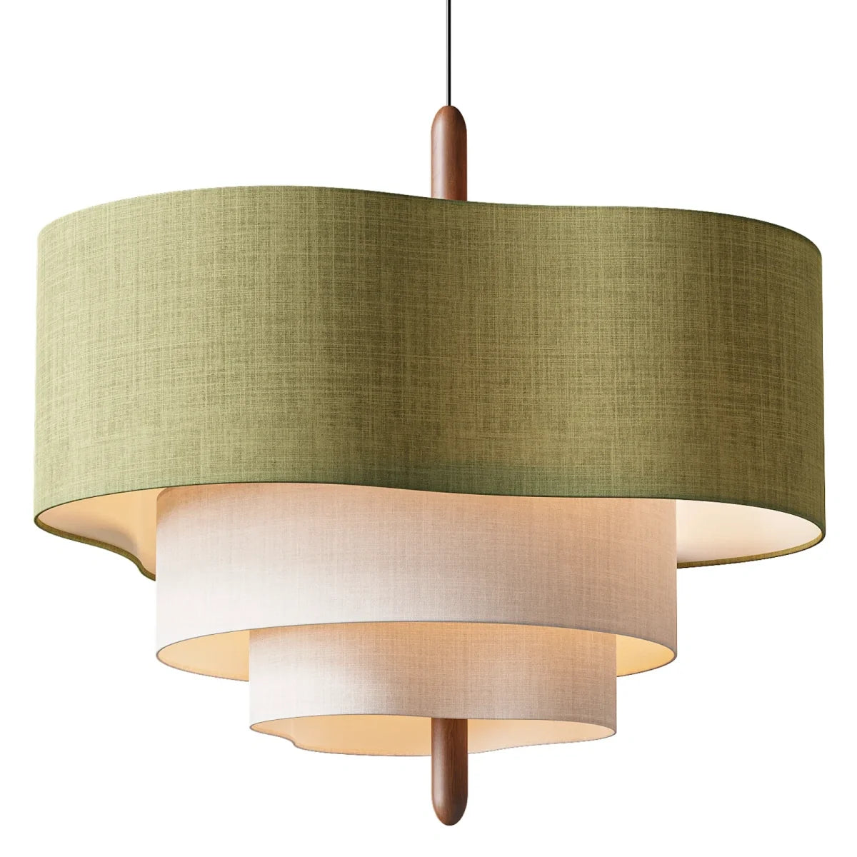 Zenno Modern Fabric Pendant Light – White or Green for Dining Room