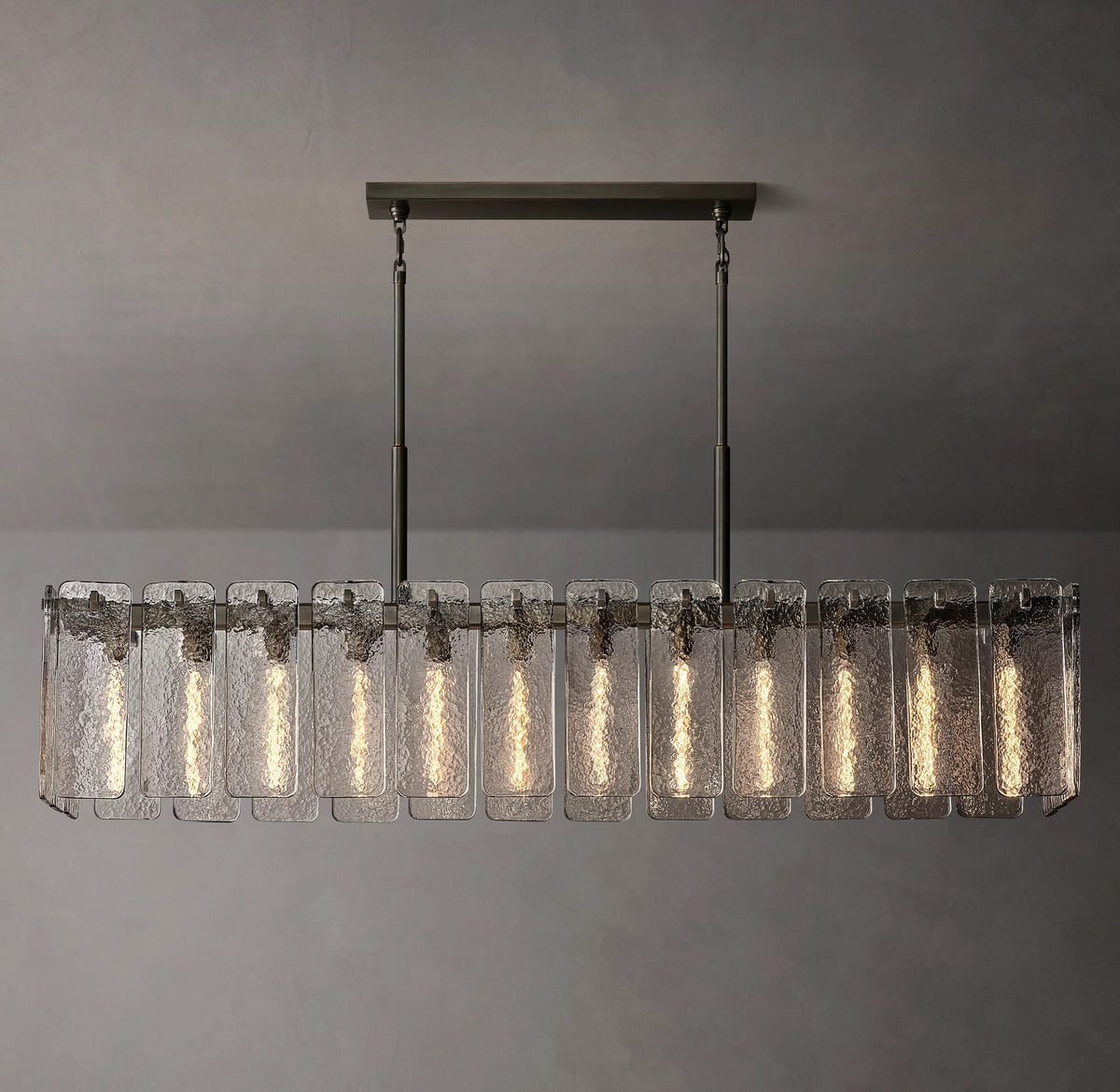 Textured Glass Rectangular Chandelier - Calamette