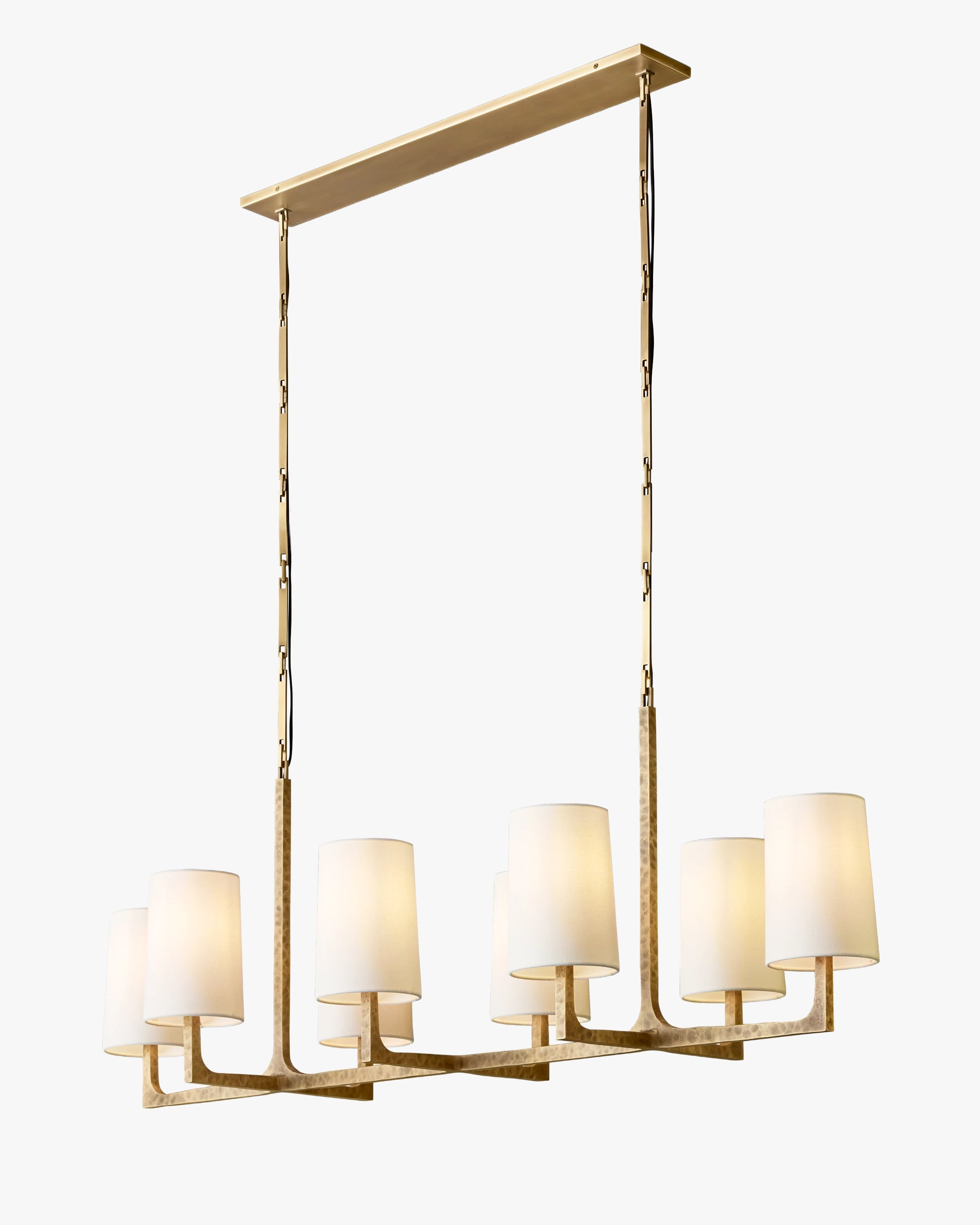 Shaded Hammered Metal Linear Chandelier – Wright