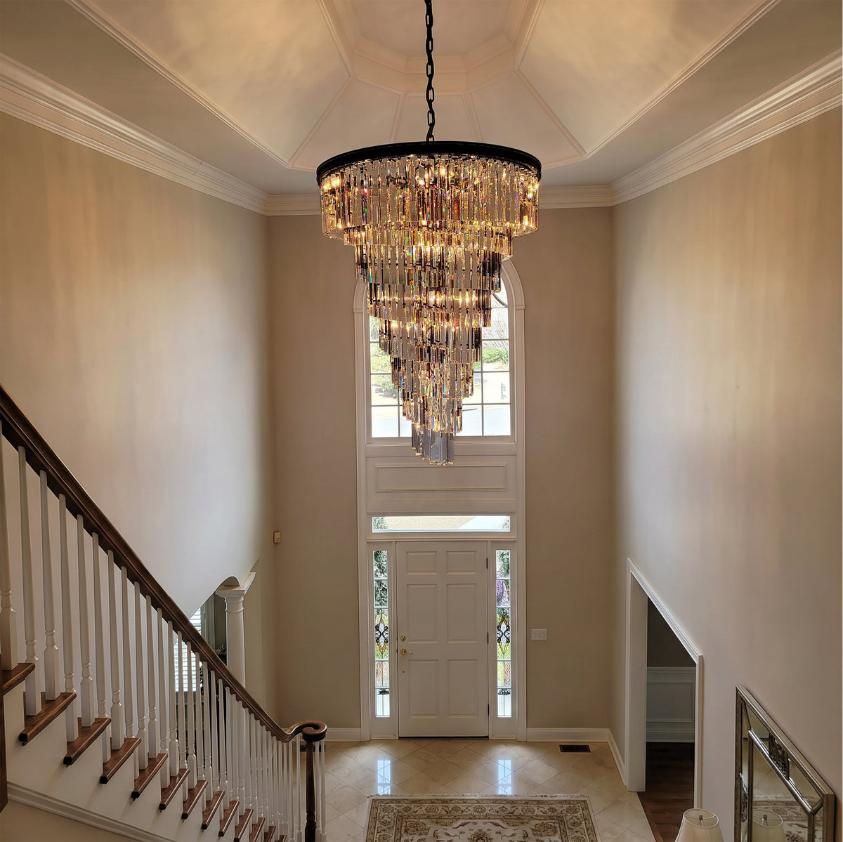 Crystal Prism Cascading Chandelier - Helix