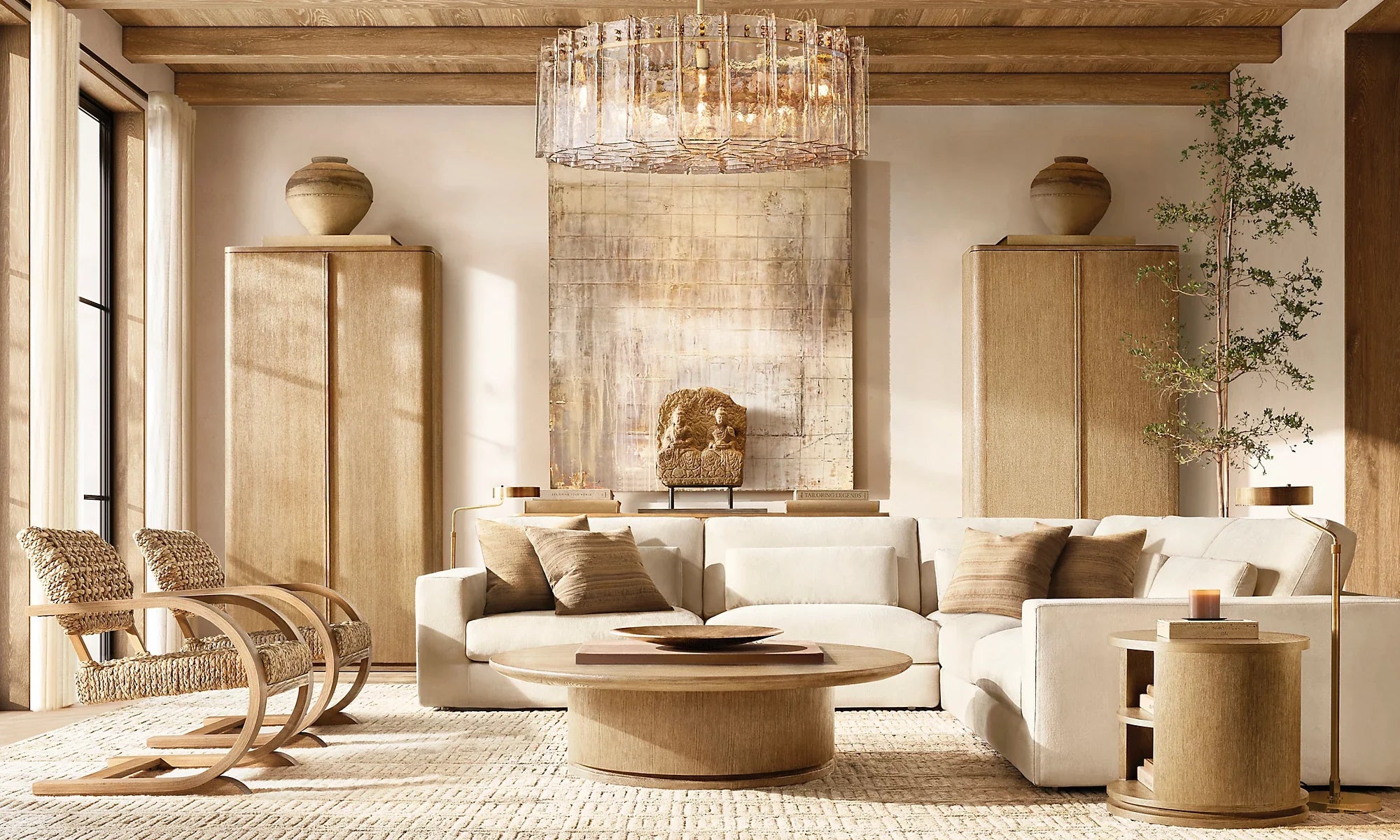 Clear Hammered Glass Round Chandelier - Lattice