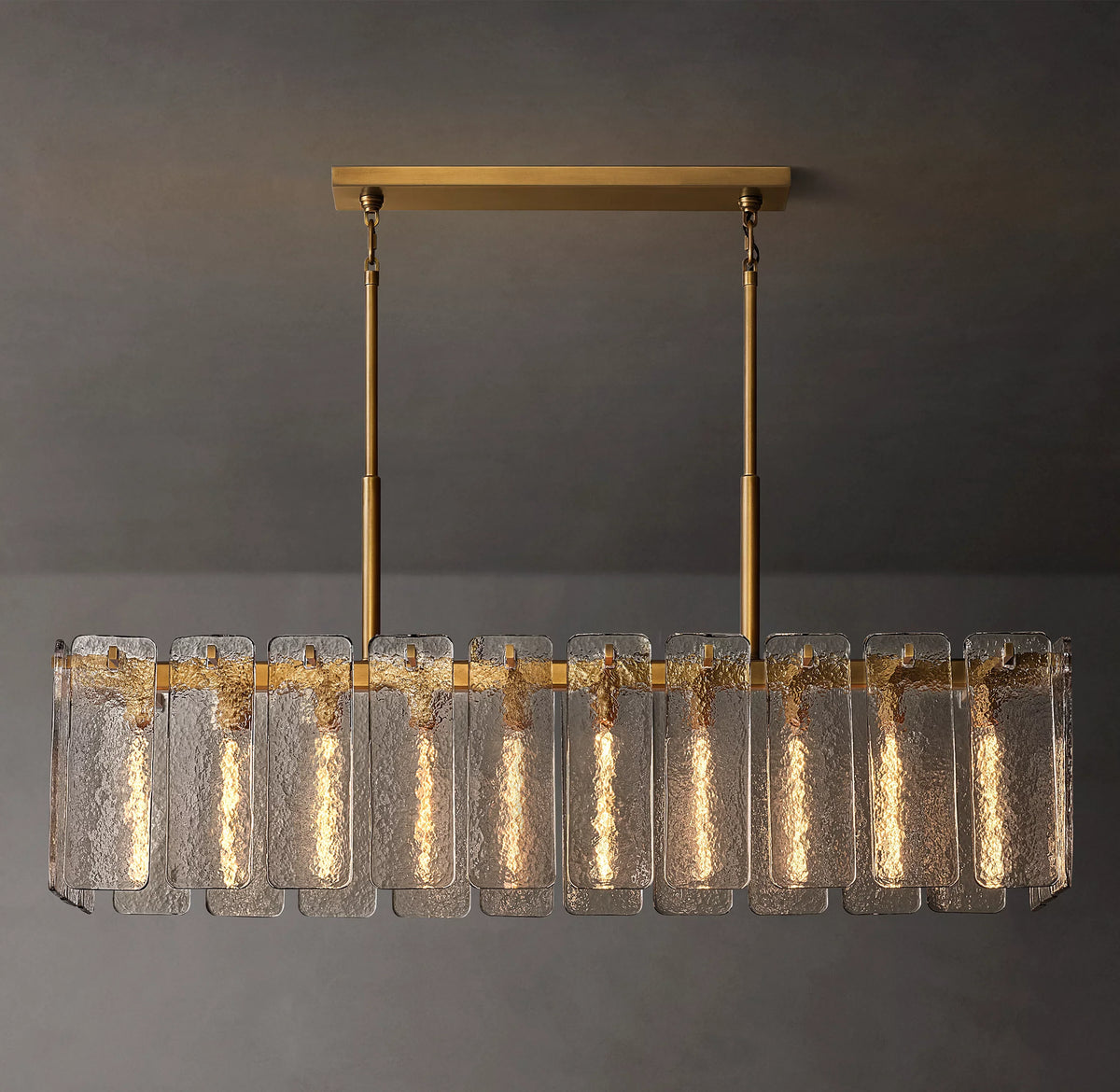 Textured Glass Rectangular Chandelier - Calamette