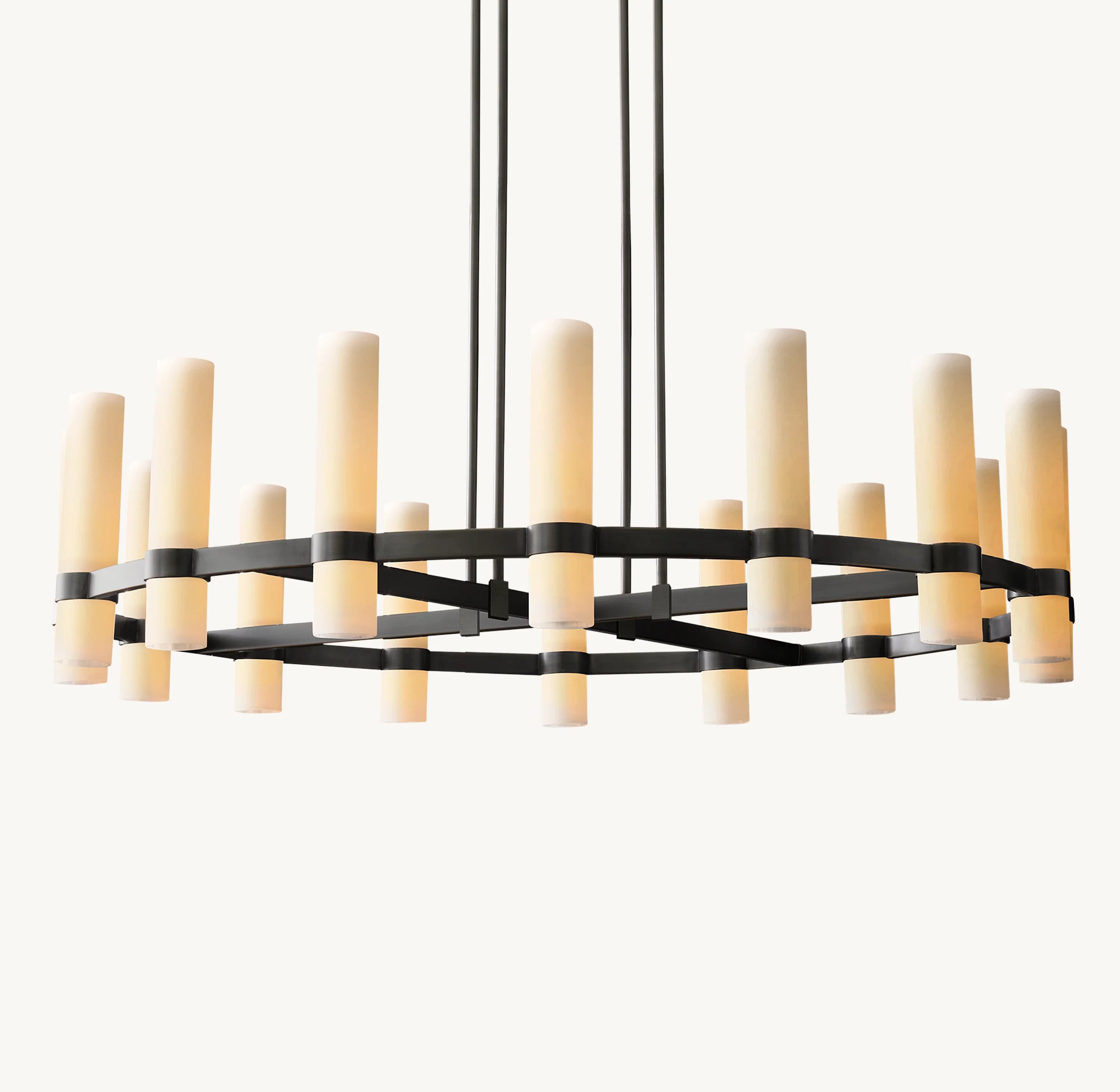 Cylindrical Milk Glass Round Chandelier - Ravelle