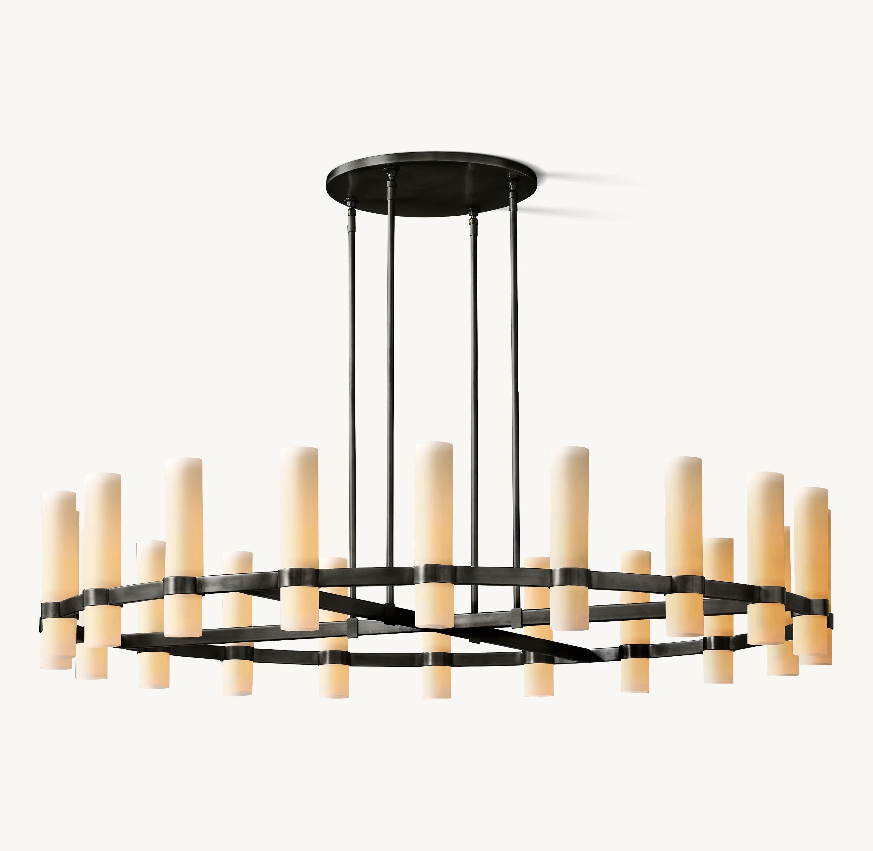 Cylindrical Milk Glass Round Chandelier - Ravelle