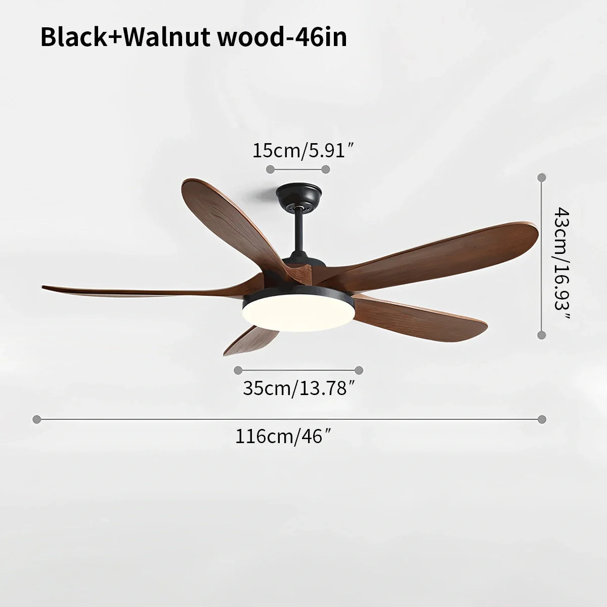 5-leaf Wood Ceiling Fan Light