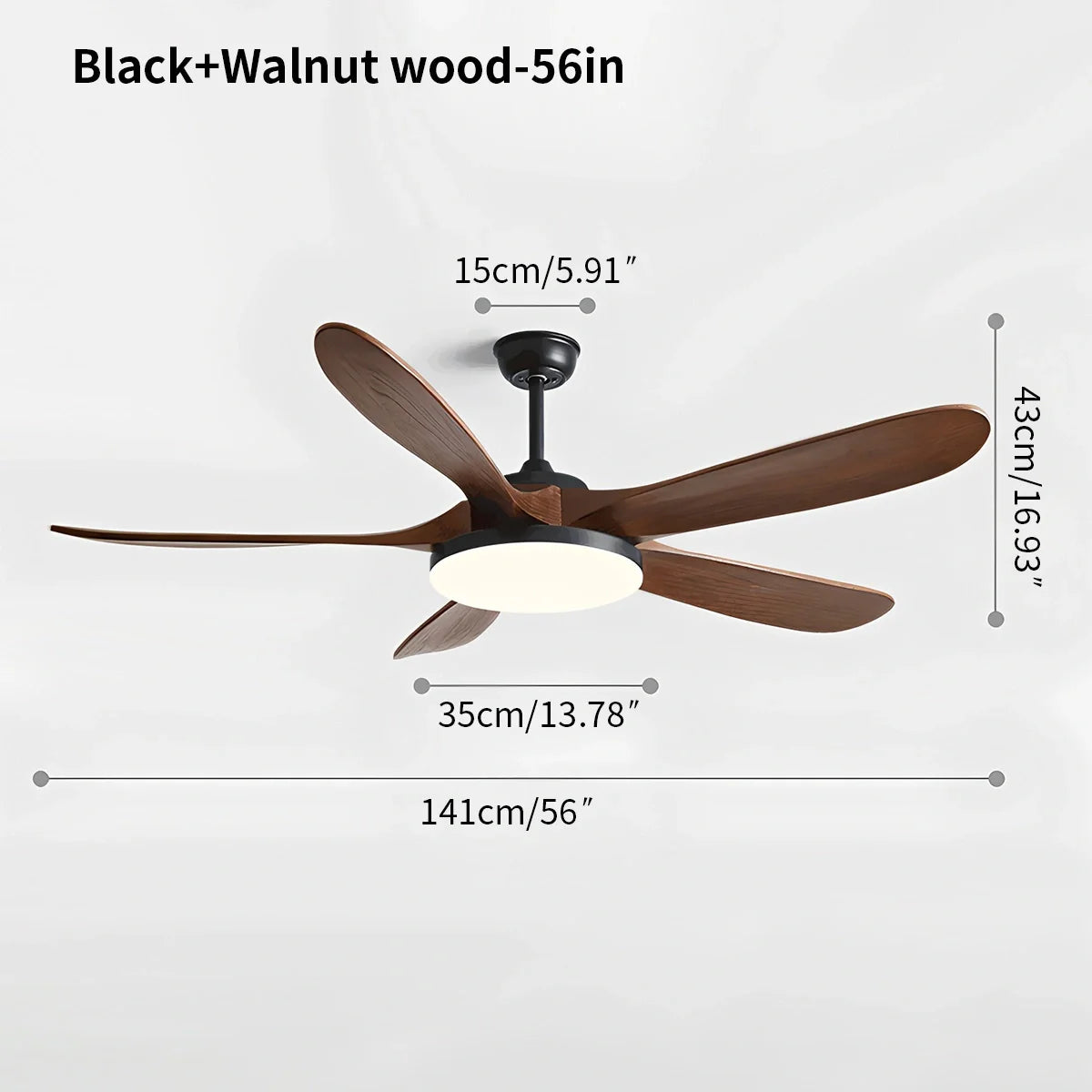 5-leaf Wood Ceiling Fan Light