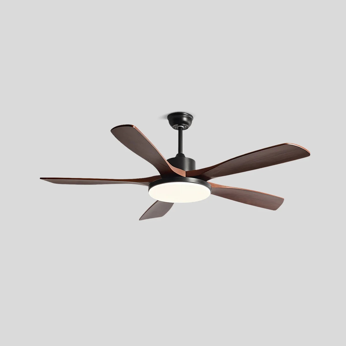 Antizer Living Room Minimalist Ceiling Fan with Light Black+Redwood