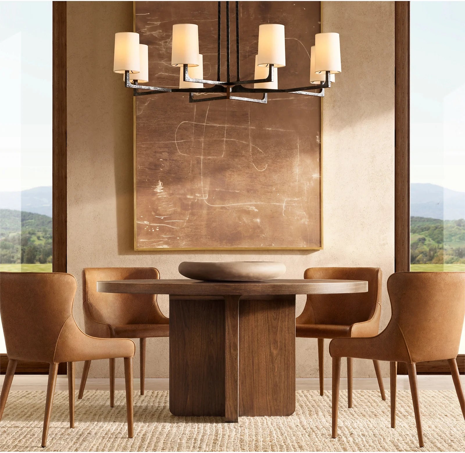 Hammered Metal Arm Shaded Chandelier – Wright