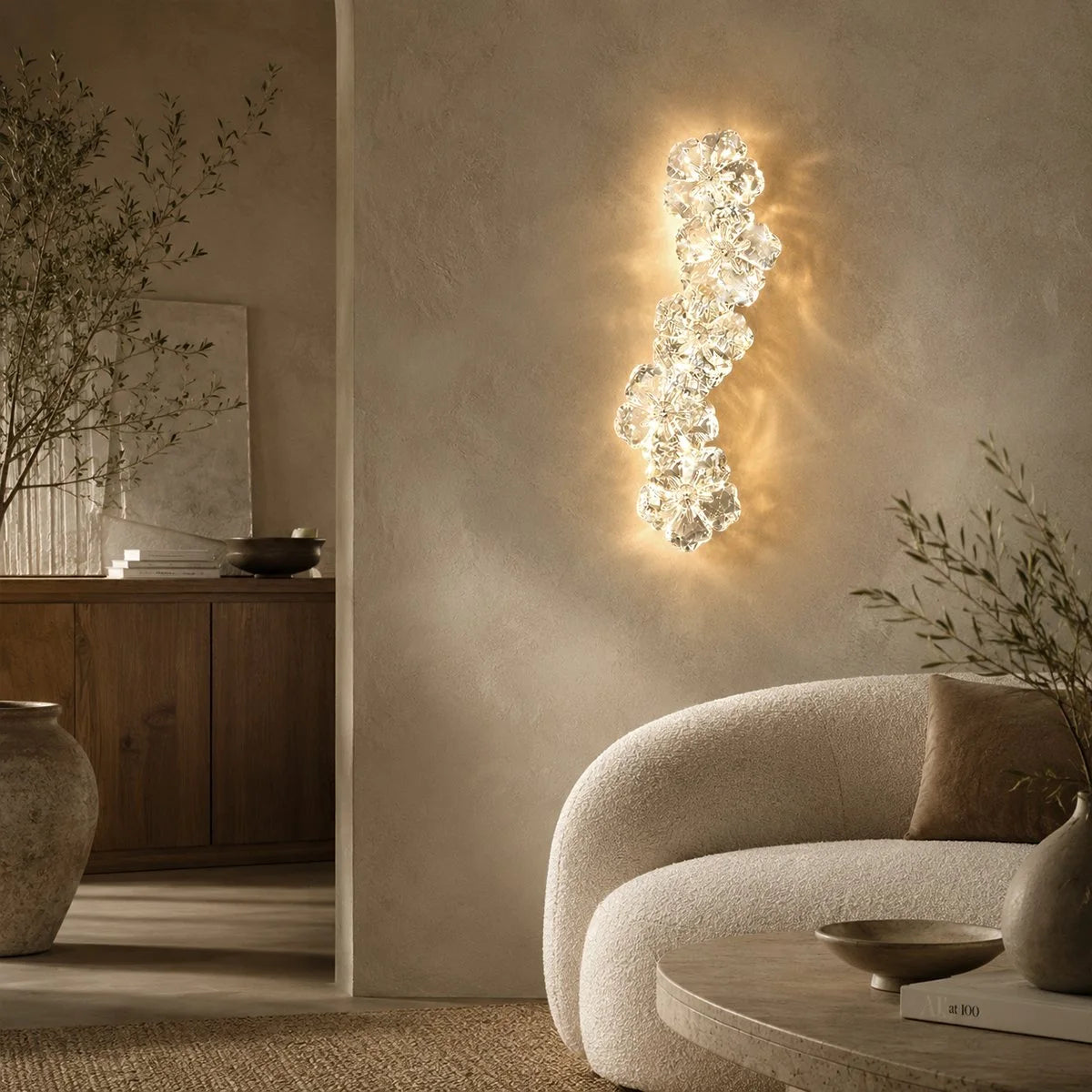 Crystal Flower Shaped Wall Lamp