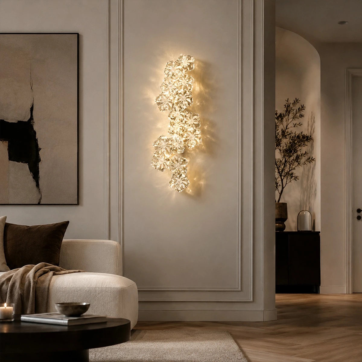 Crystal Flower Shaped Wall Lamp