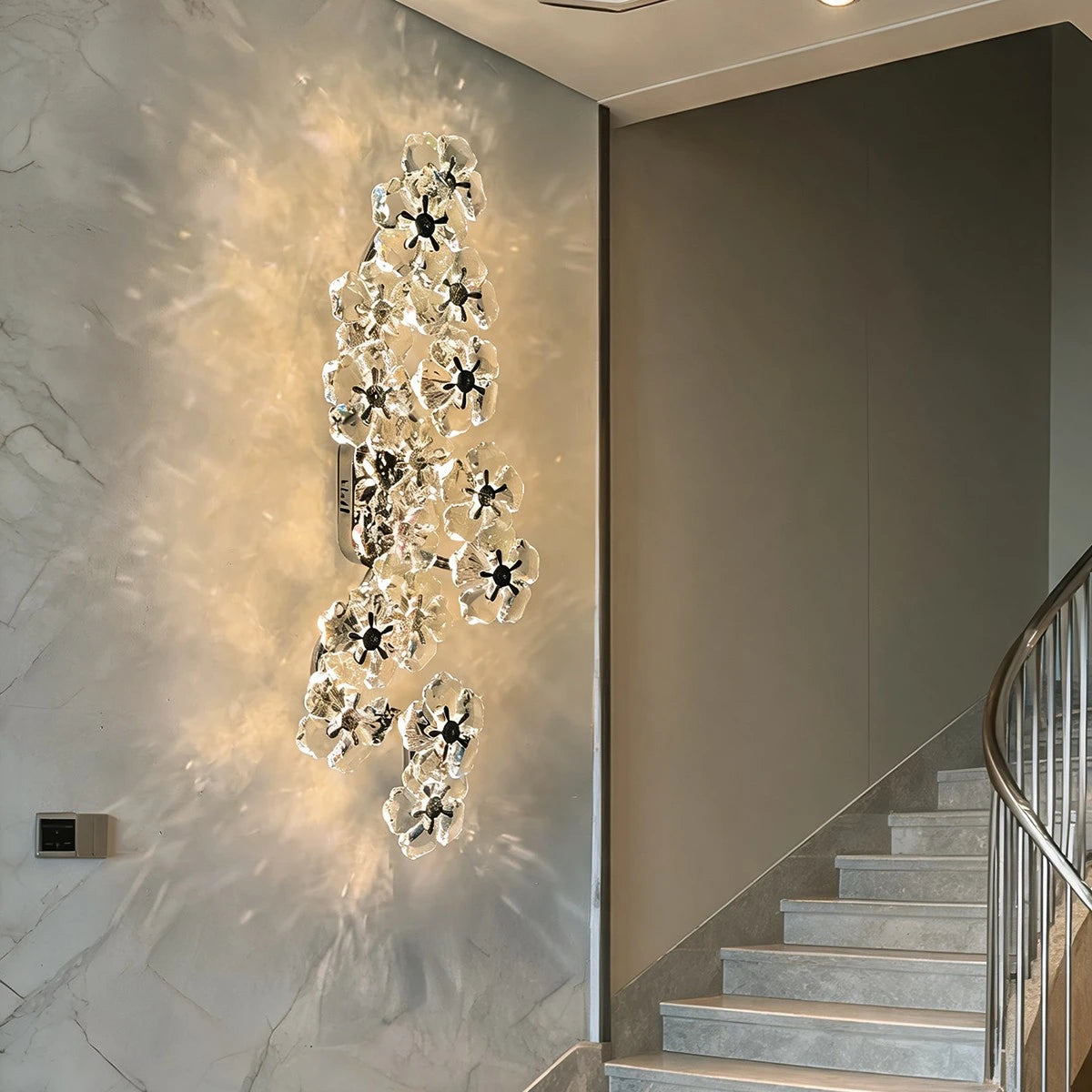 Crystal Flower Shaped Wall Lamp