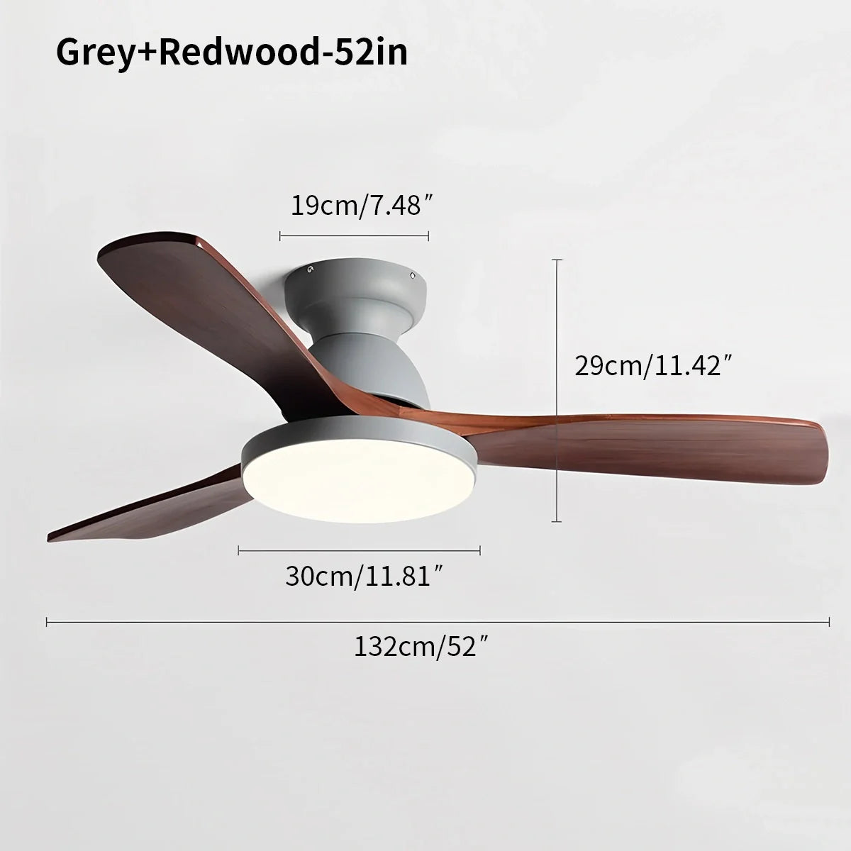Vintage 3-leaf Wood Ceiling Fan Lamp