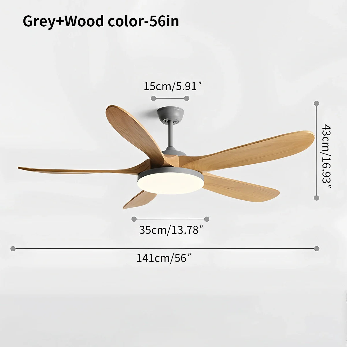 5-leaf Wood Ceiling Fan Light