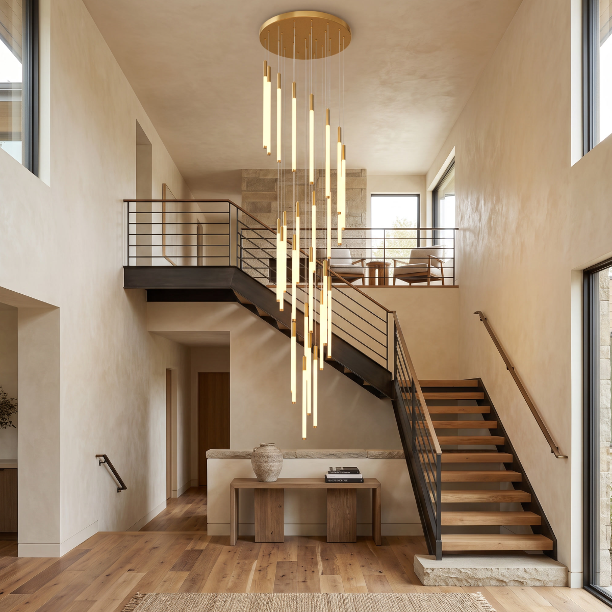 Cascading LED Staircase Chandelier