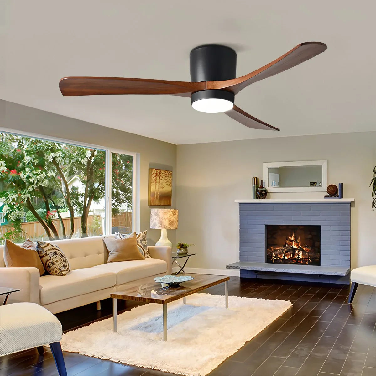 Large Low Profile Ceiling Fan with Light