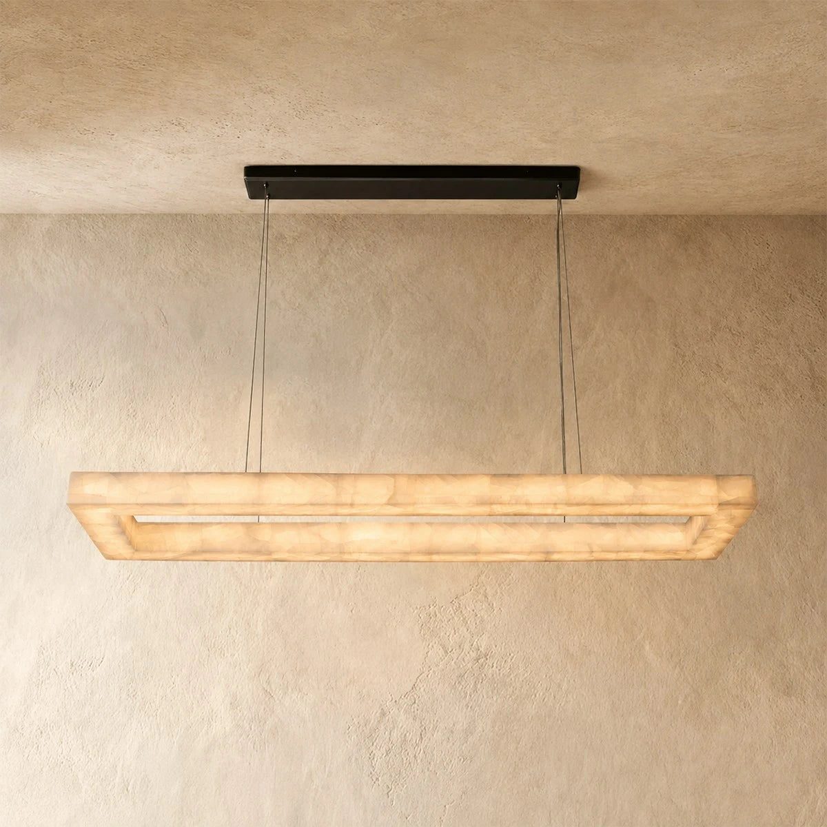 Lueur Rectangular Alabaster Chandelier - Rivage
