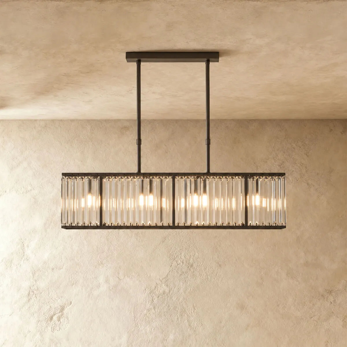 Modern Rectangular Glass Chandelier