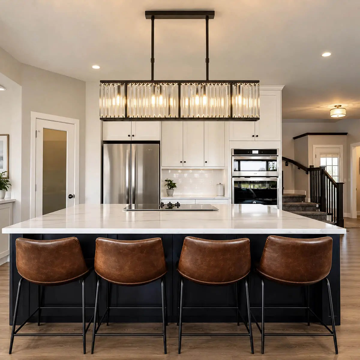 Modern Rectangular Glass Chandelier