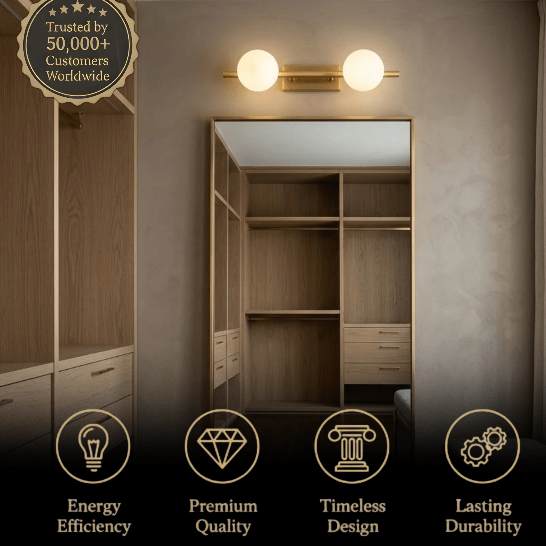 Modern Nordic Wall Lamp — Brass & Glass Milky White