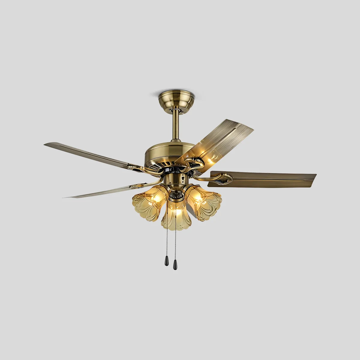 Antizer Vintage Ceiling Fan with Light for Dining Room Polished Iron D106cm / 42"