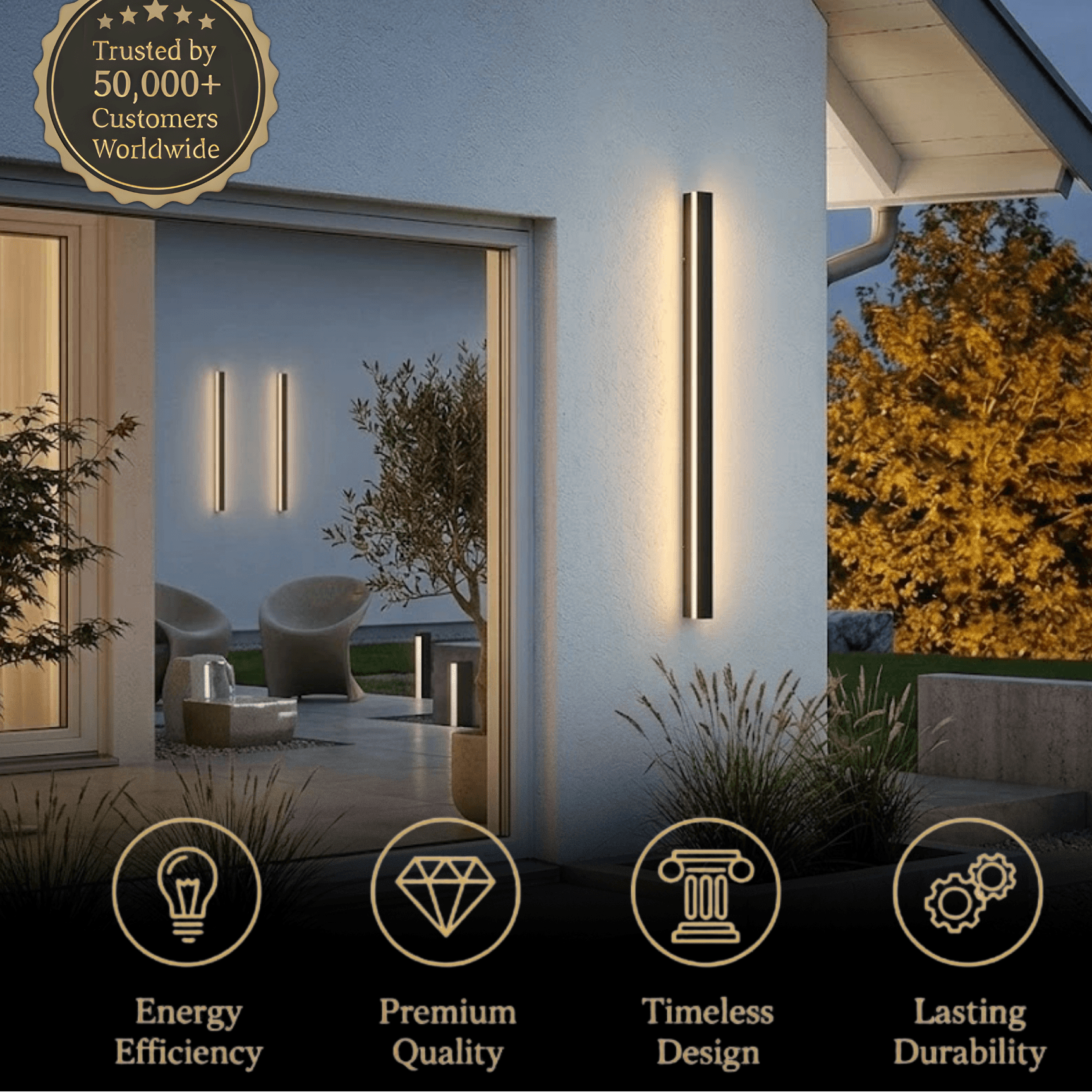 Arcato Minimalist Wall Lamp – Waterproof Linear for Outdoor