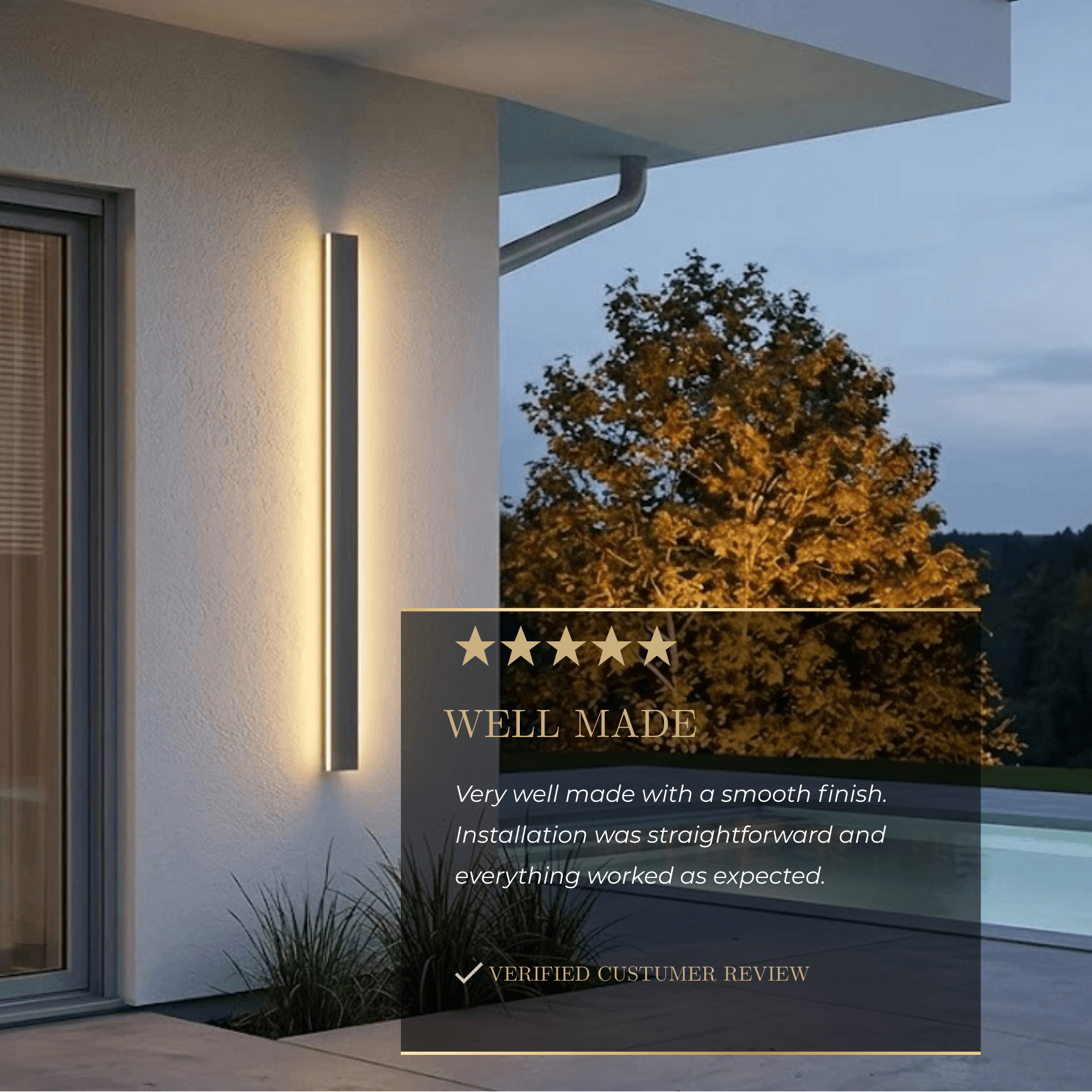 Arcato Minimalist Wall Lamp – Waterproof Linear for Outdoor