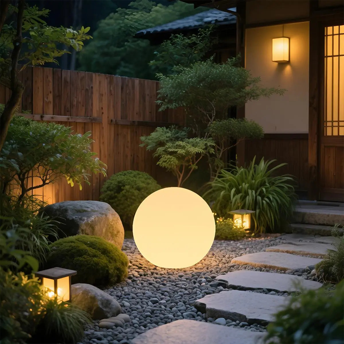 Solar LED Outdoor Moon Spherical Lawn Light