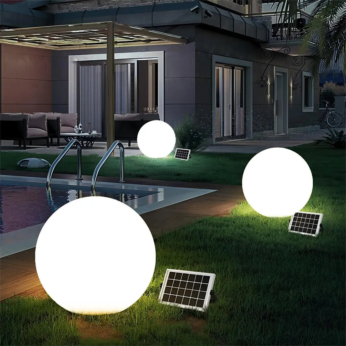 Solar LED Outdoor Moon Spherical Lawn Light