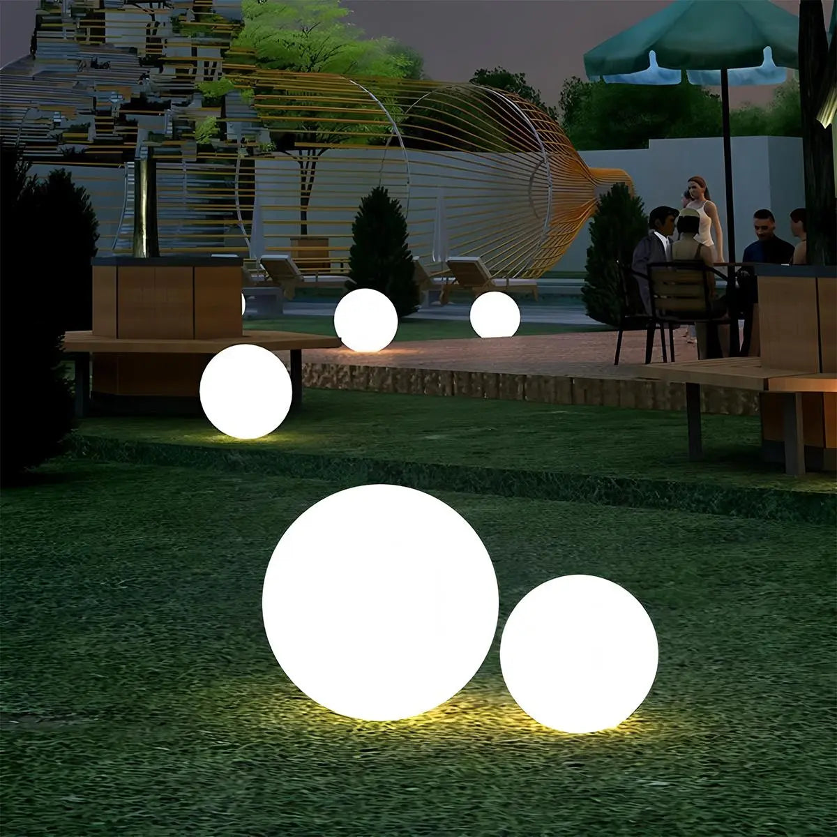 Solar LED Outdoor Moon Spherical Lawn Light