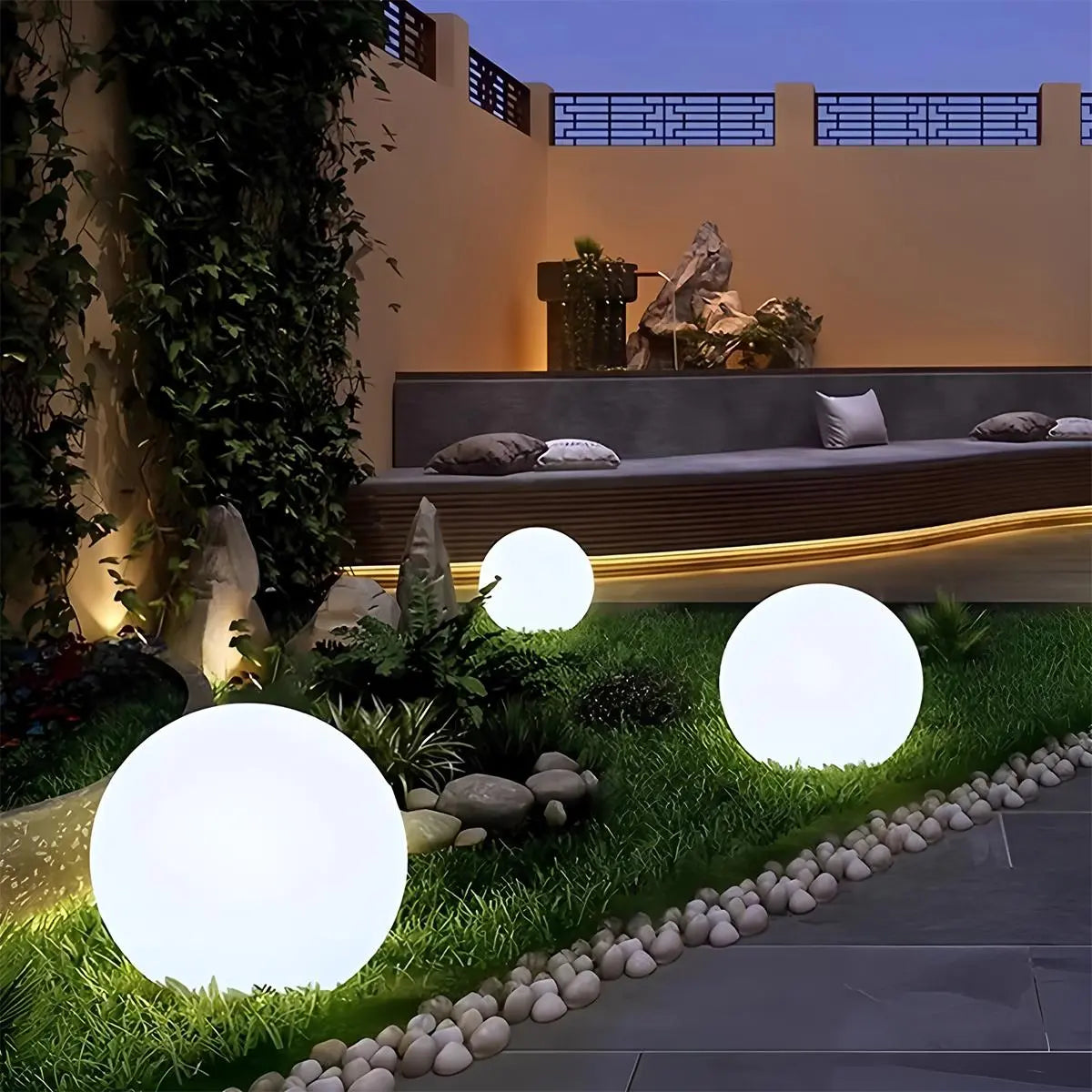 Solar LED Outdoor Moon Spherical Lawn Light