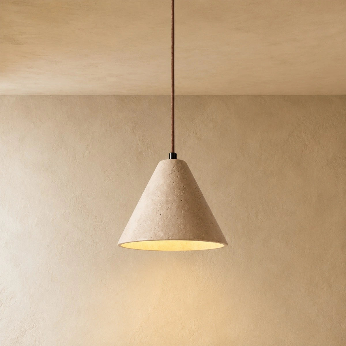 Strata Conical Travertine Pendant Light
