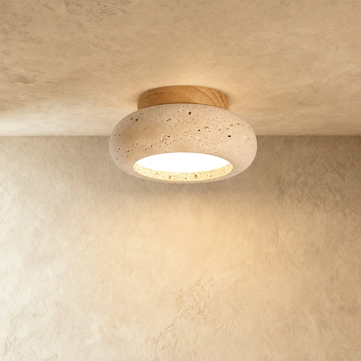 Strata Japanese Style Travertine Ceiling Light