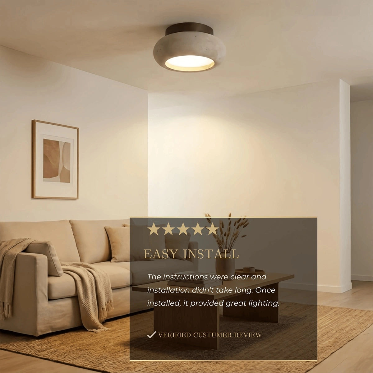 Strata Japanese Style Travertine Ceiling Light