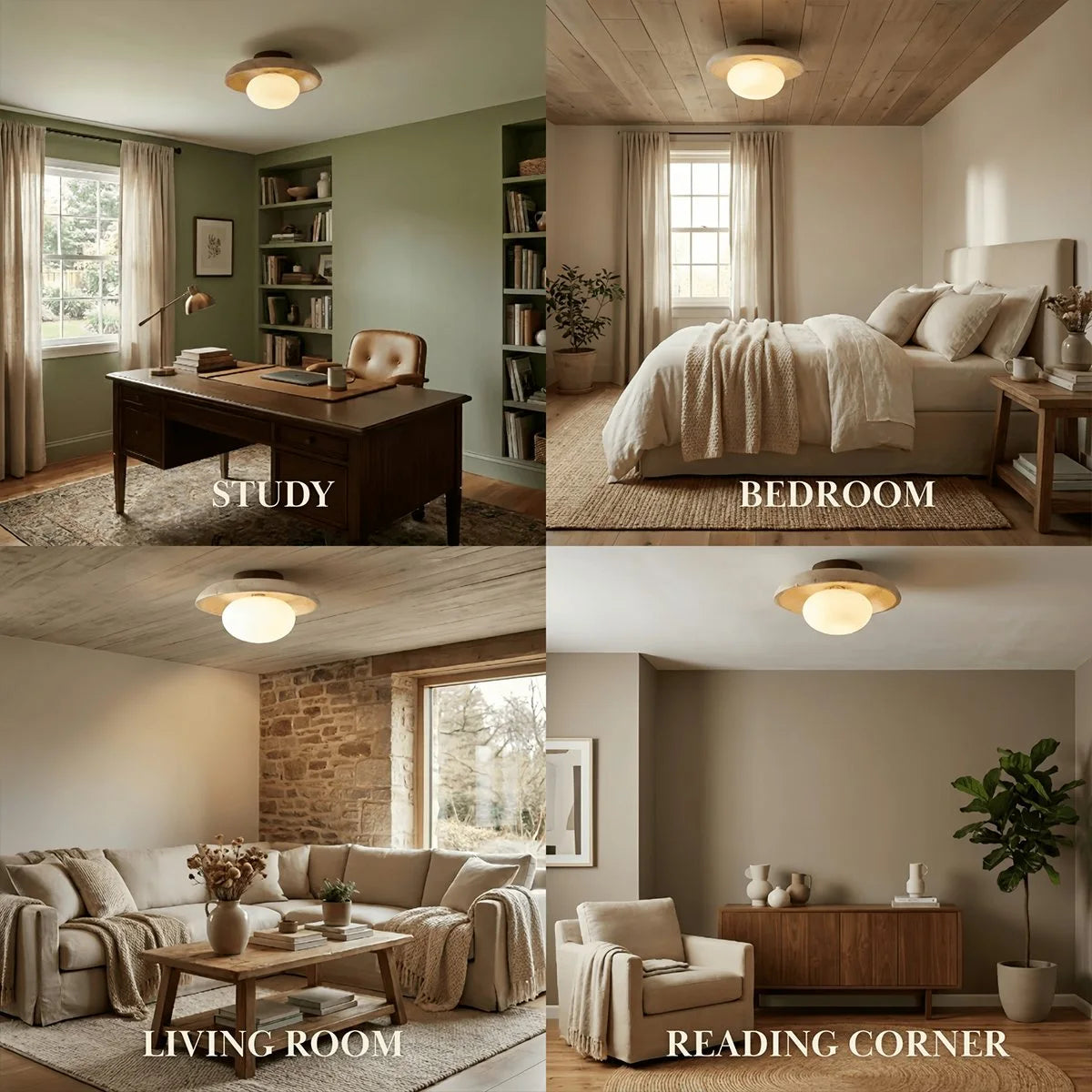 Strata Modern Travertine Ceiling Light