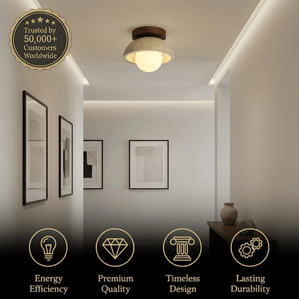 Strata Travertine Ceiling Light