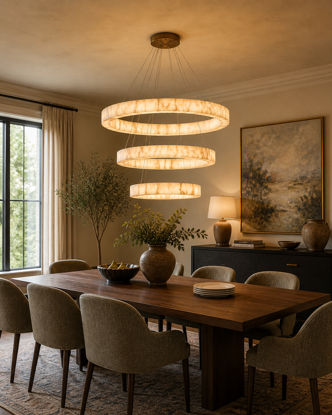 Teva Round Alabaster Chandelier