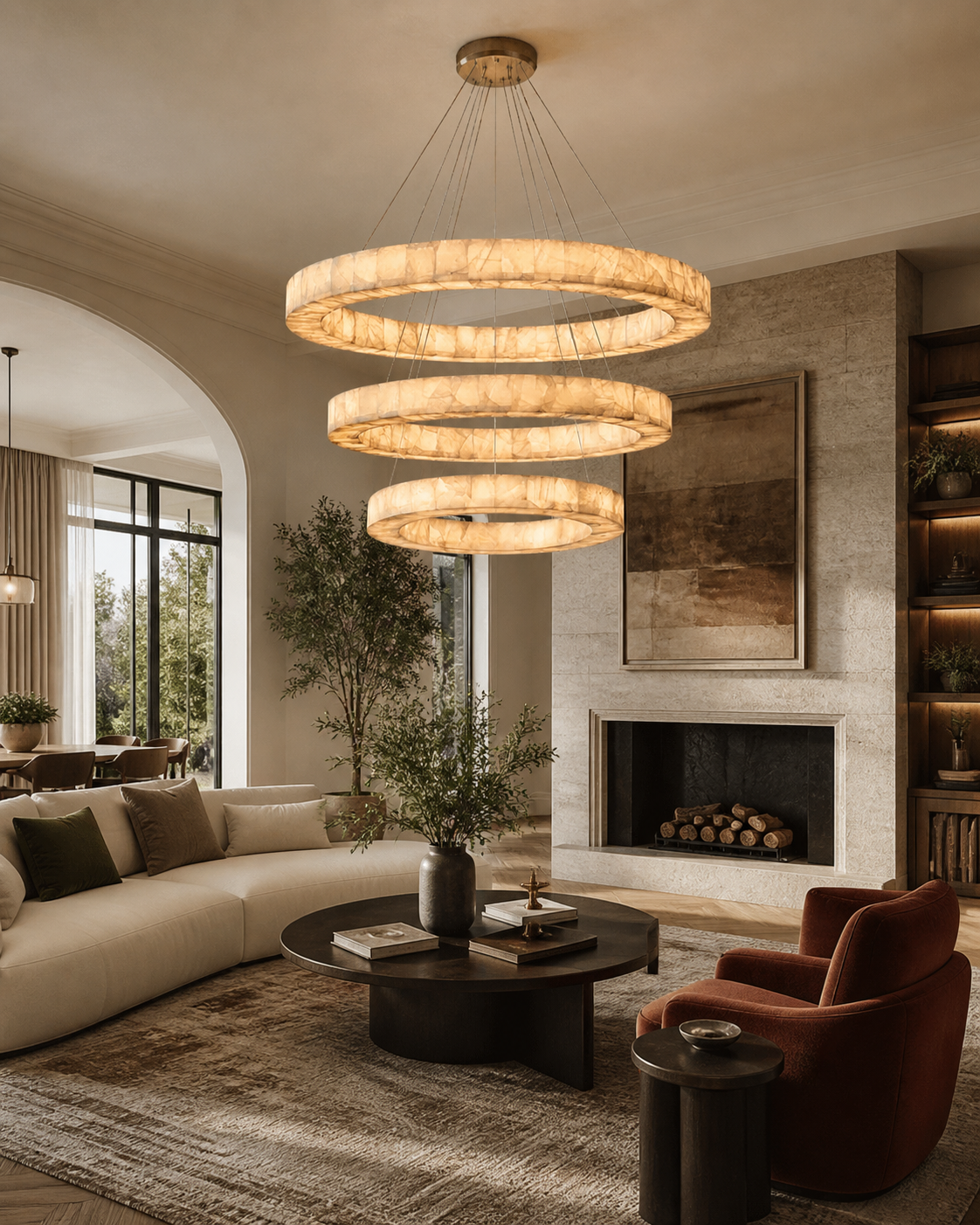 Teva Round Alabaster Chandelier