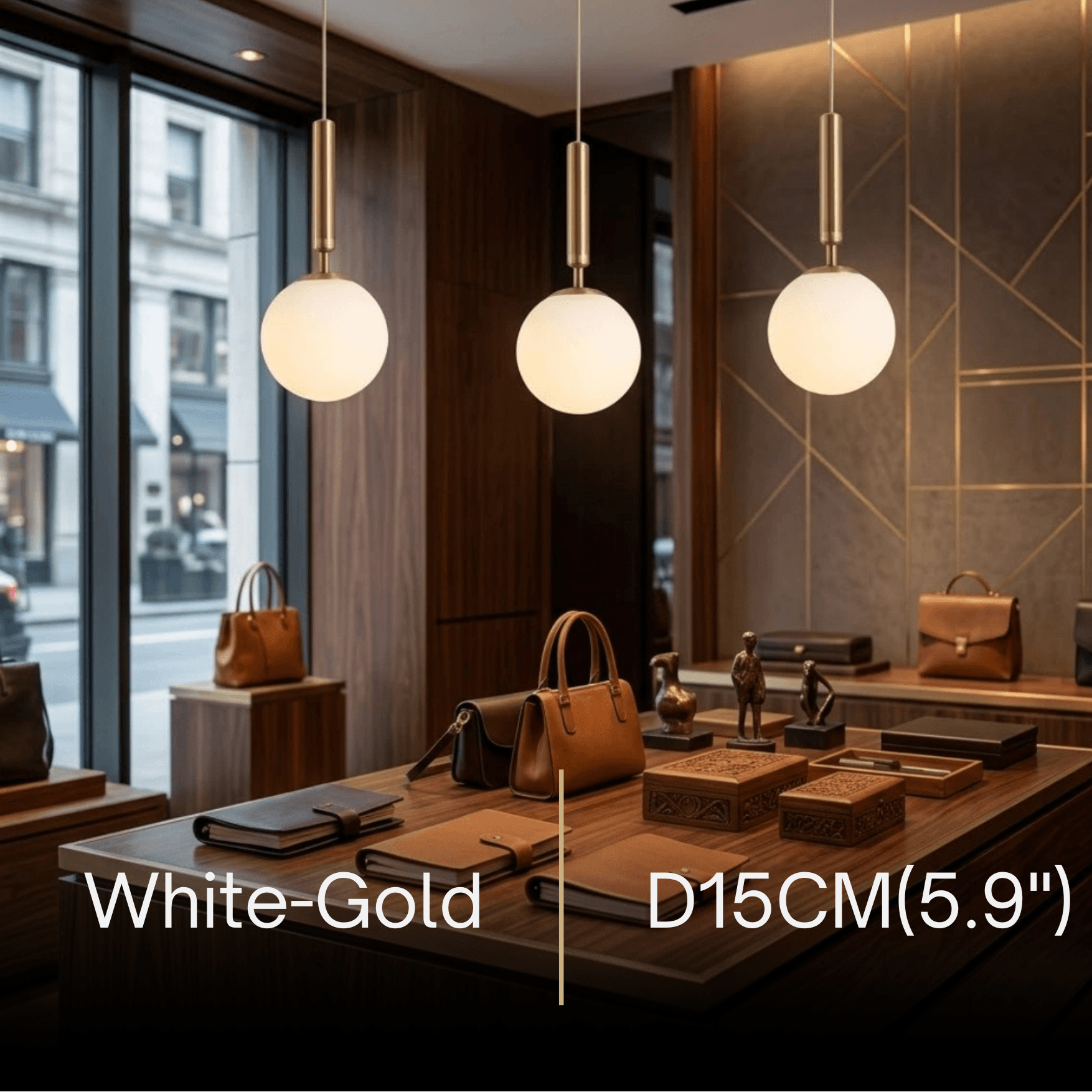 Modern Gold Pendant Light – Globular Glass/Metal Fixture