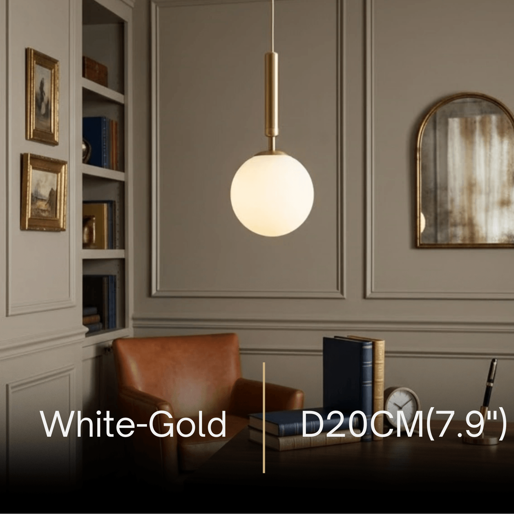 Modern Gold Pendant Light – Globular Glass/Metal Fixture