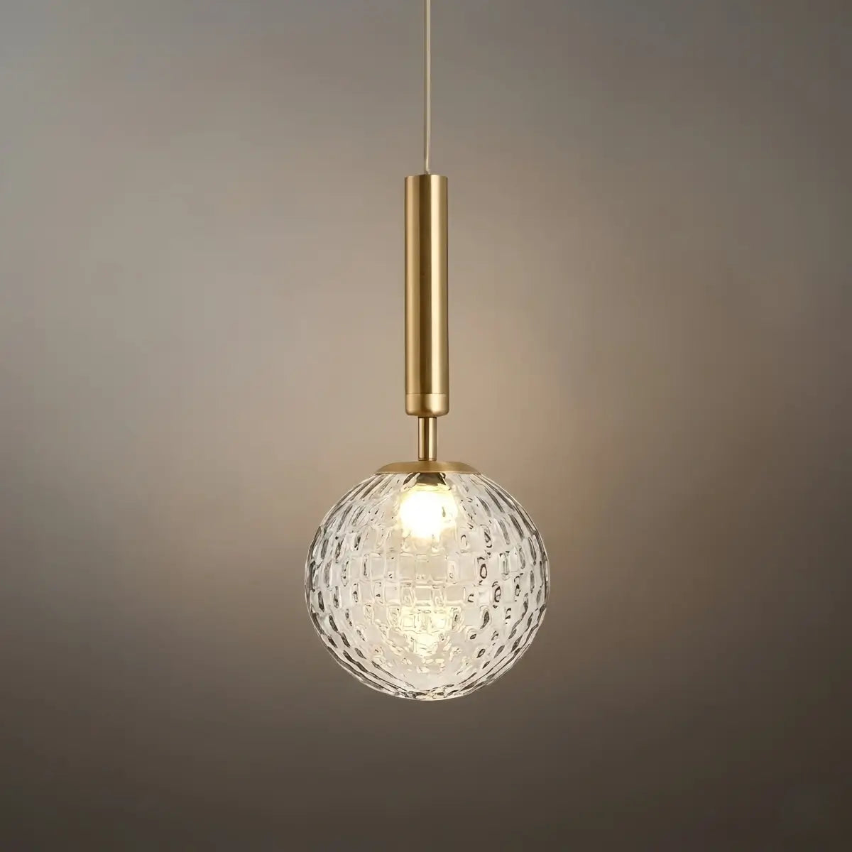 Modern Gold Pendant Light – Globular Glass/Metal Fixture