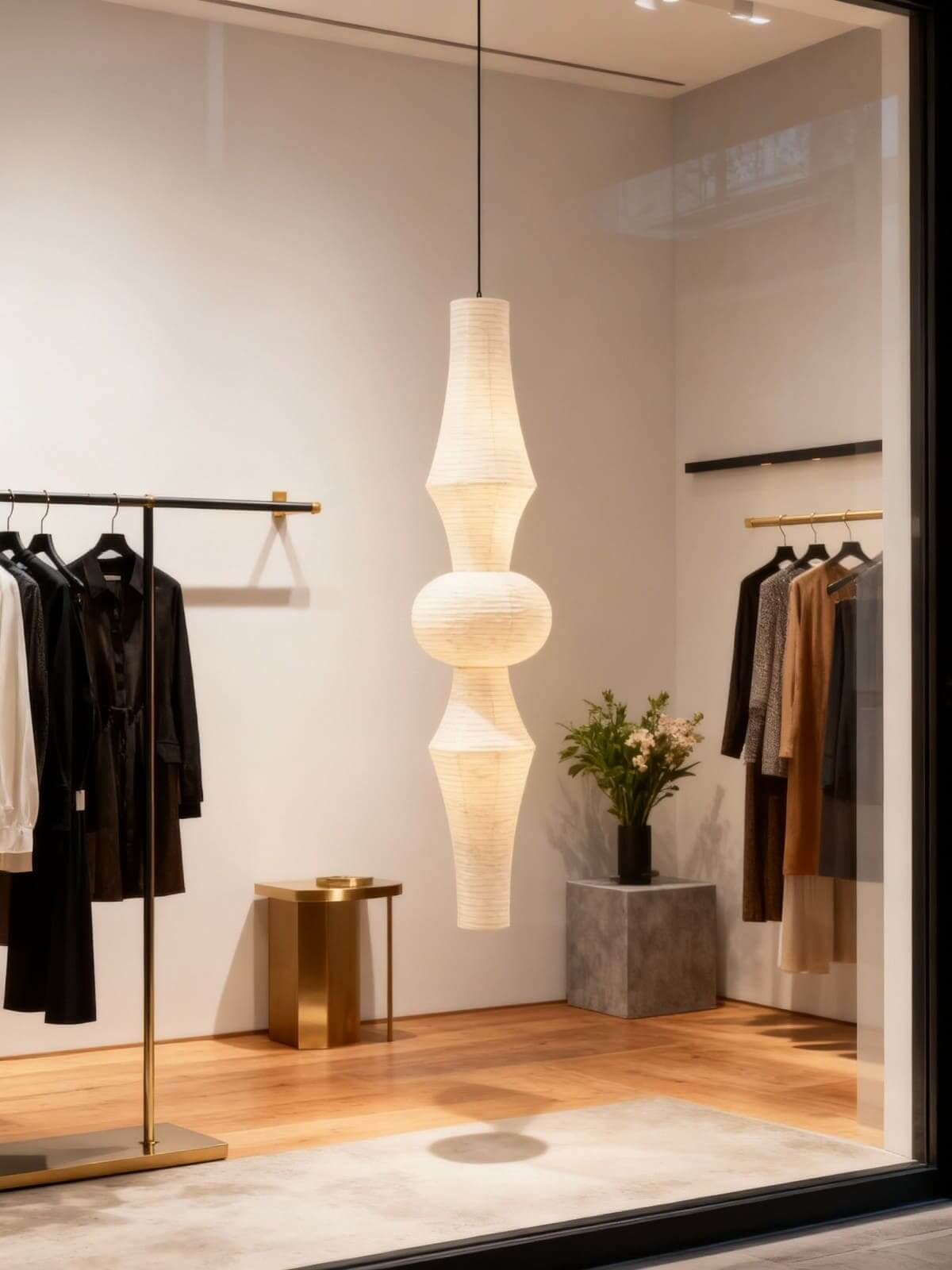 Washi Paper Corner Pendant Light
