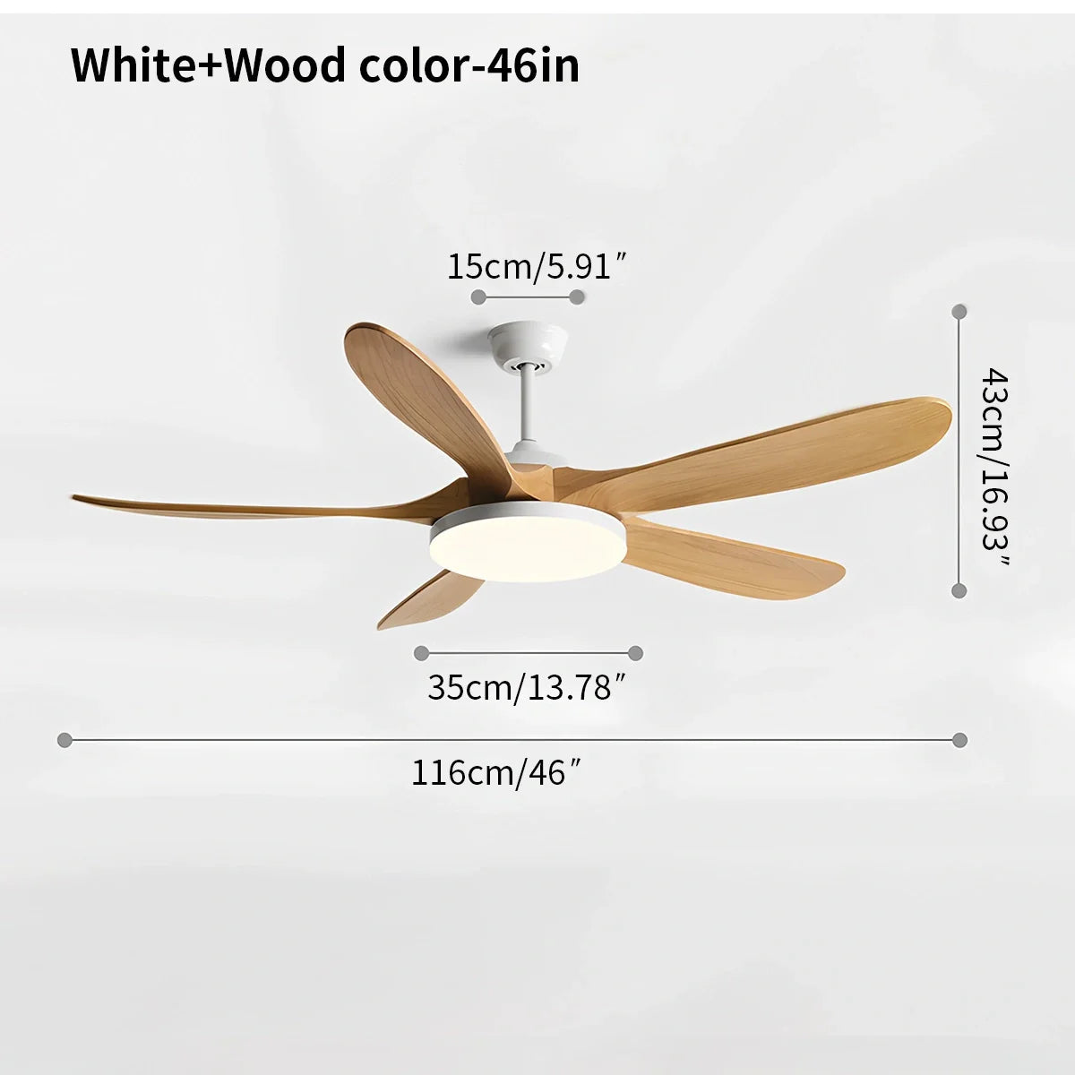 5-leaf Wood Ceiling Fan Light