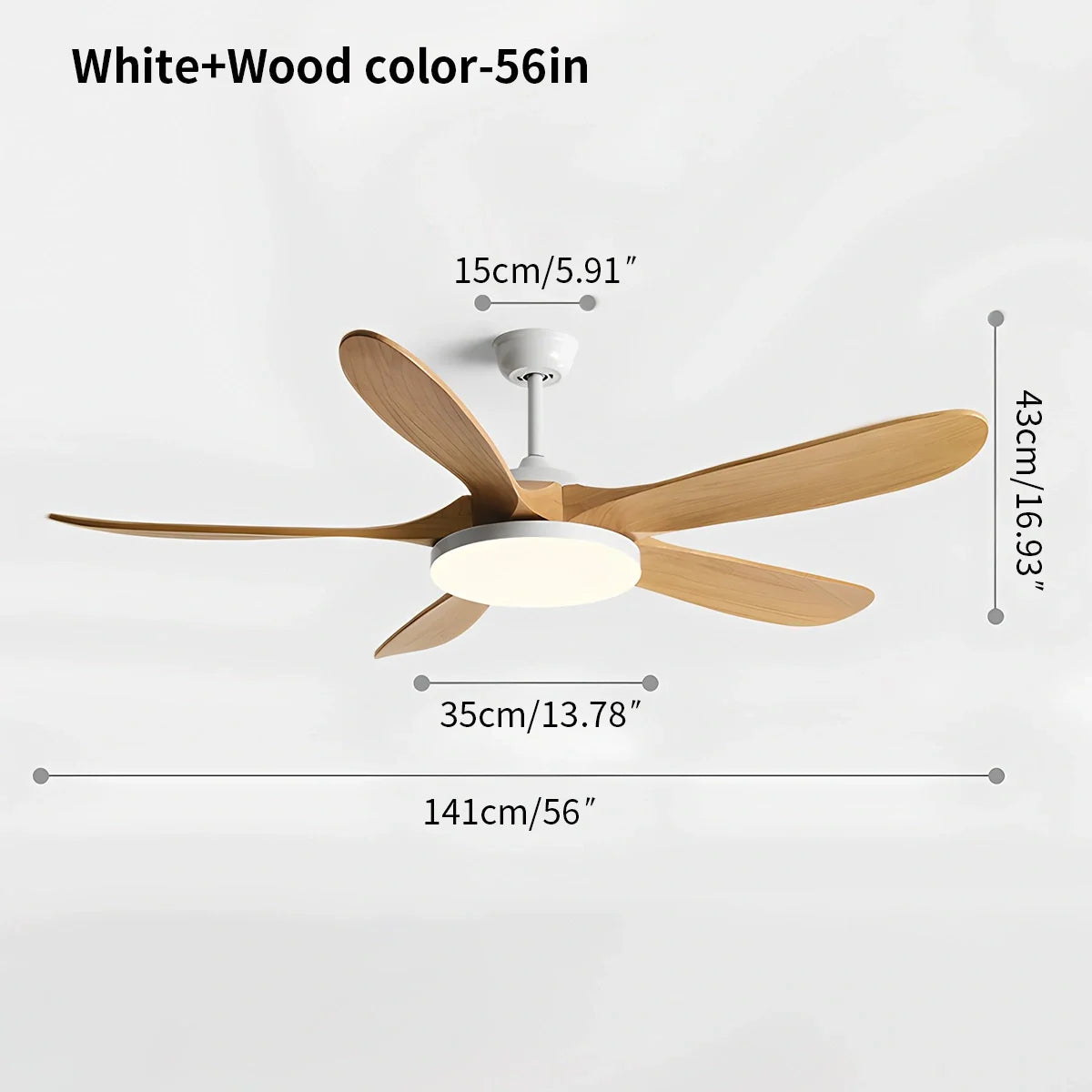5-leaf Wood Ceiling Fan Light