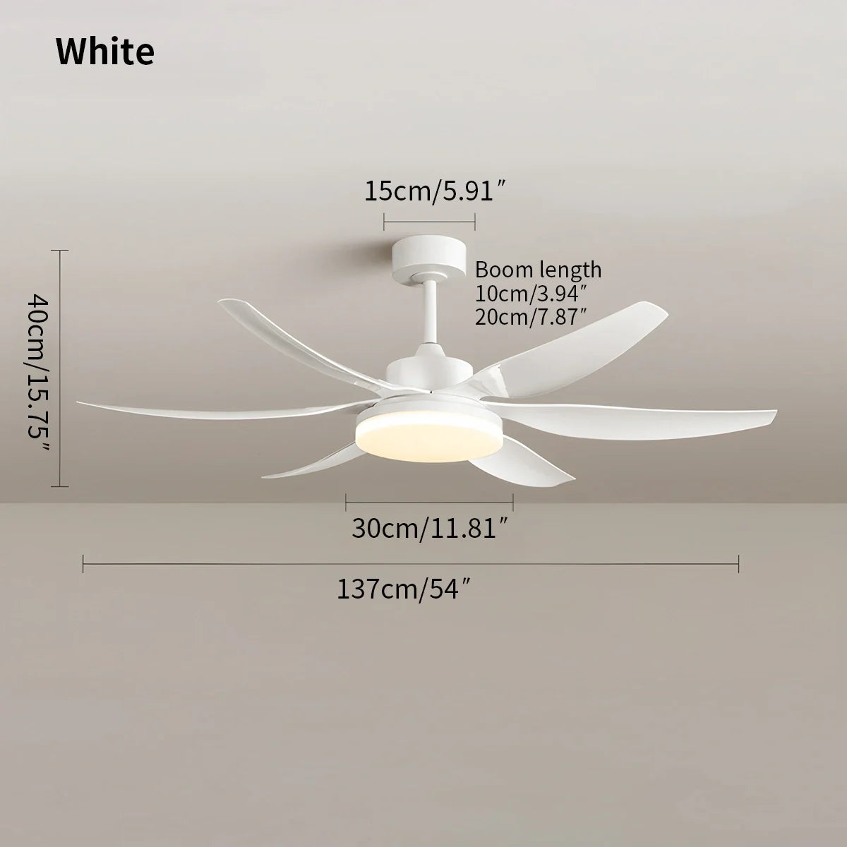 Nordic Style LED 6-Blade Ceiling Fan with Light