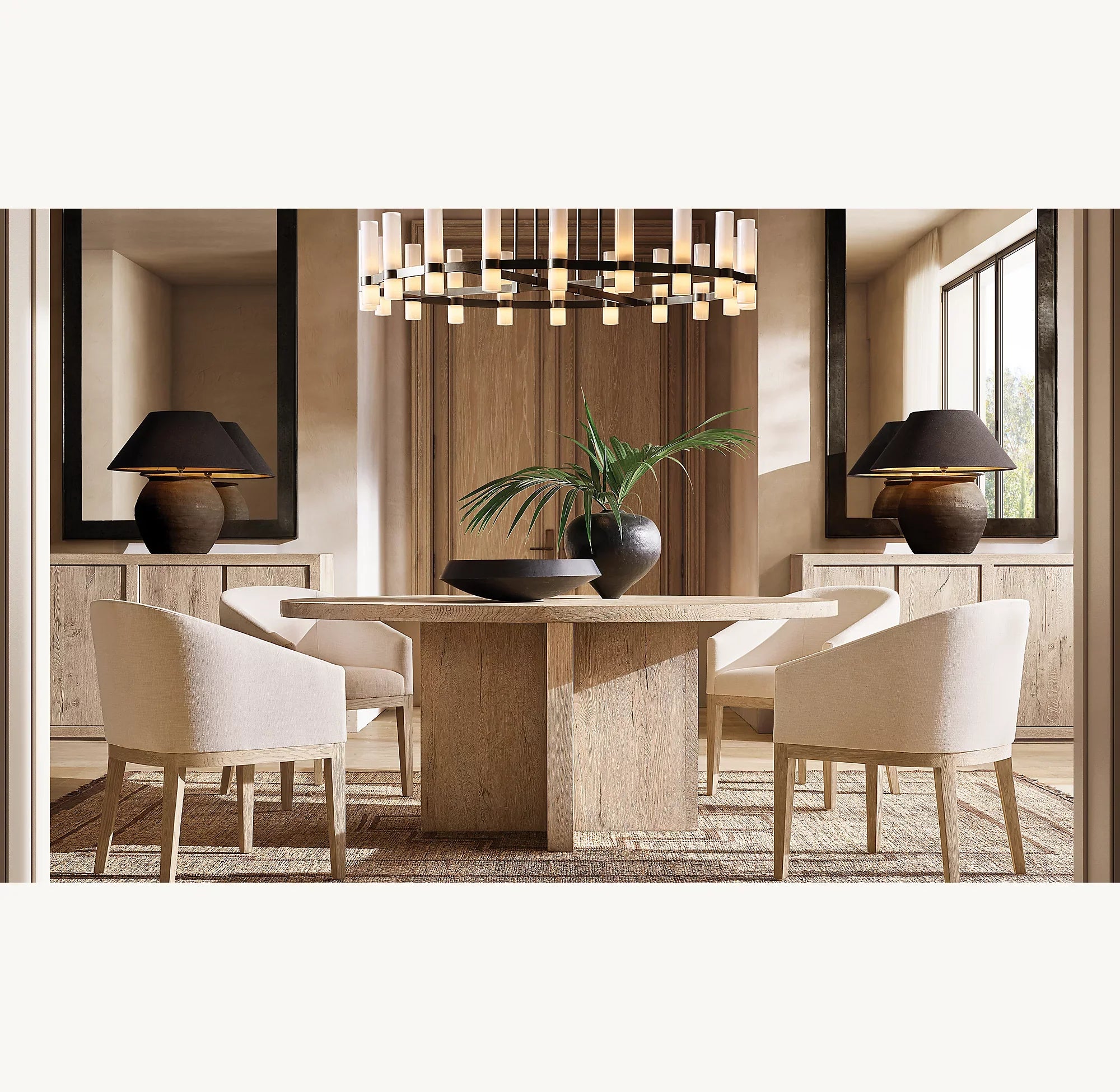 Cylindrical Milk Glass Round Chandelier - Ravelle