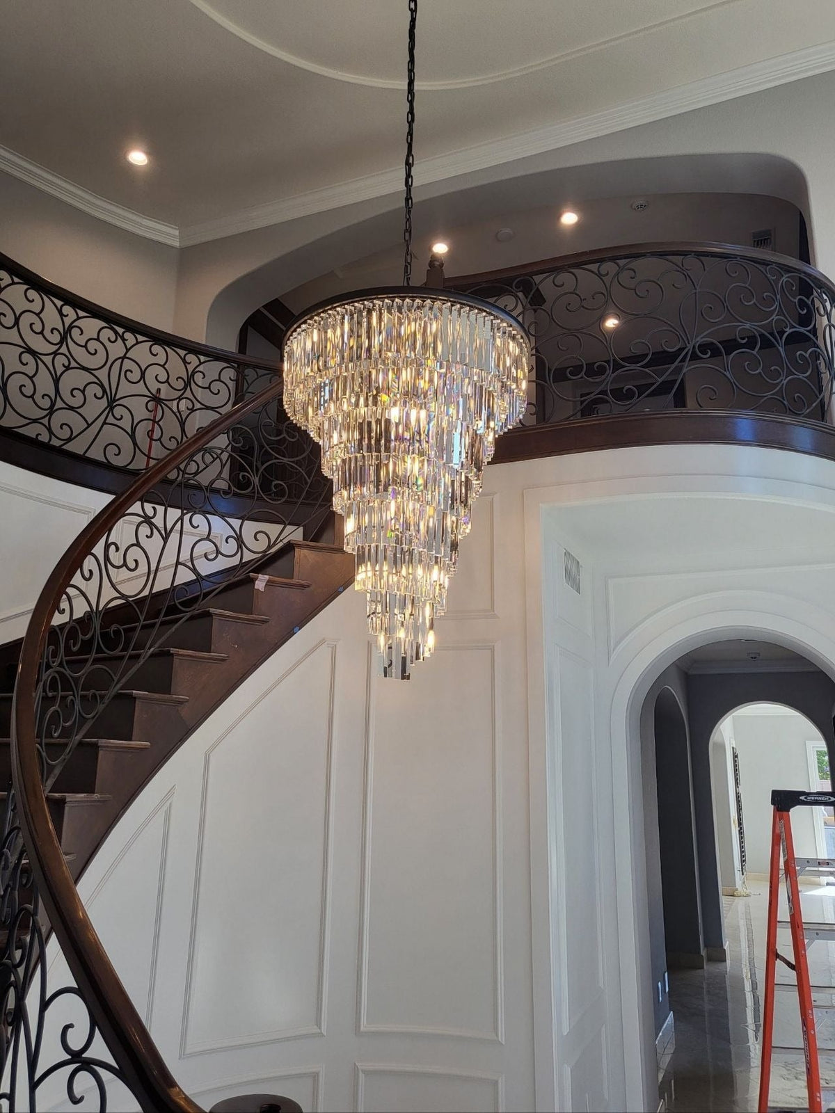 Crystal Prism Cascading Chandelier - Helix