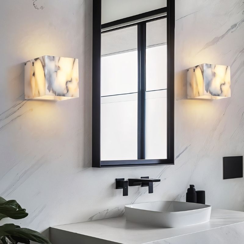 Alabaster Cube Wall Lamp