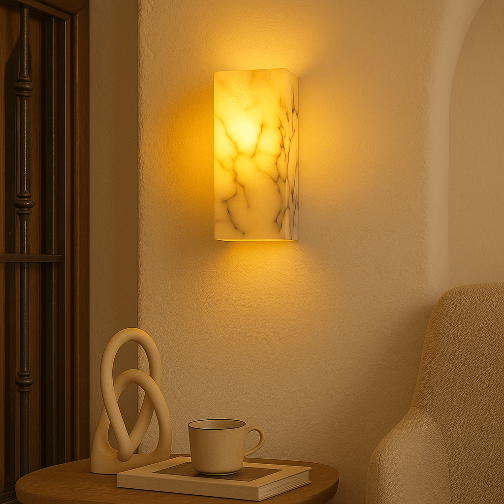 Alabaster Cube Wall Lamp