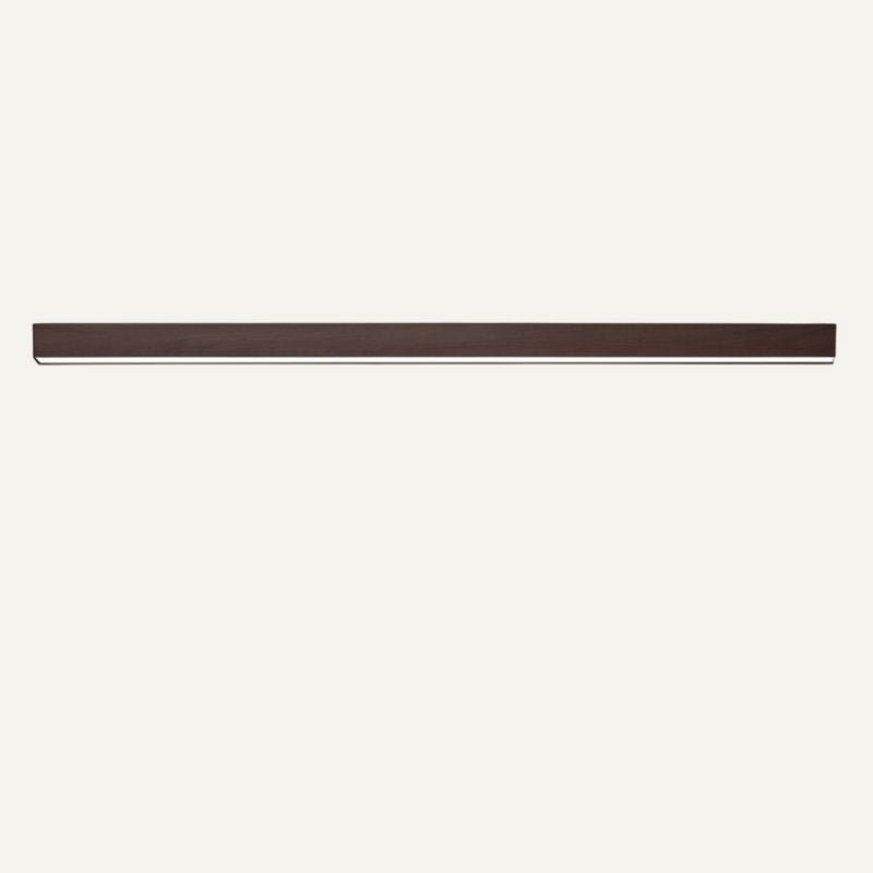 Modern dark bronze linear ceiling light fixture against a neutral background.